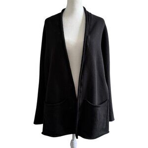 Frank and Eileen Barbara Beach Cardigan Size Small Open Front Black Travel
